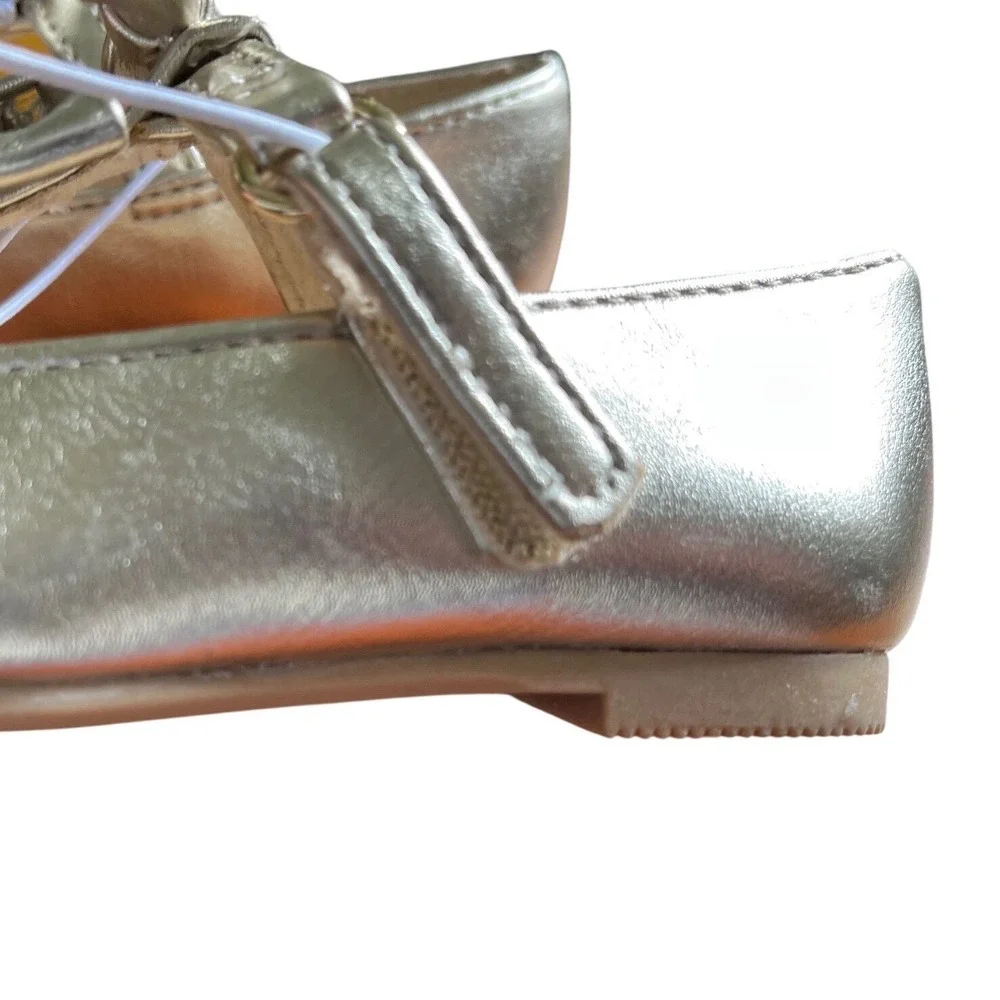 Cat & Jack Girls Gold Metallic Triple Bow Mary Jane Dress‎ Shoes Size 5 Baby NEW
